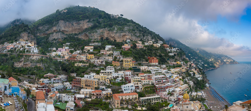 Panoramic landscape  of Positano town at Amalfi coast, Italy.