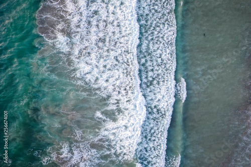 Aerial view of ocean waves near the shore, Bali, Indonesia