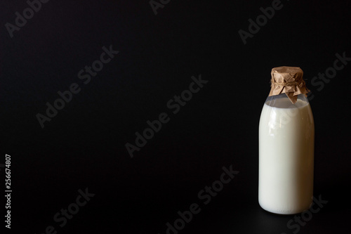 Milk on a black background