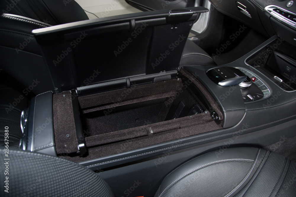 Car compartment in luxury car interior