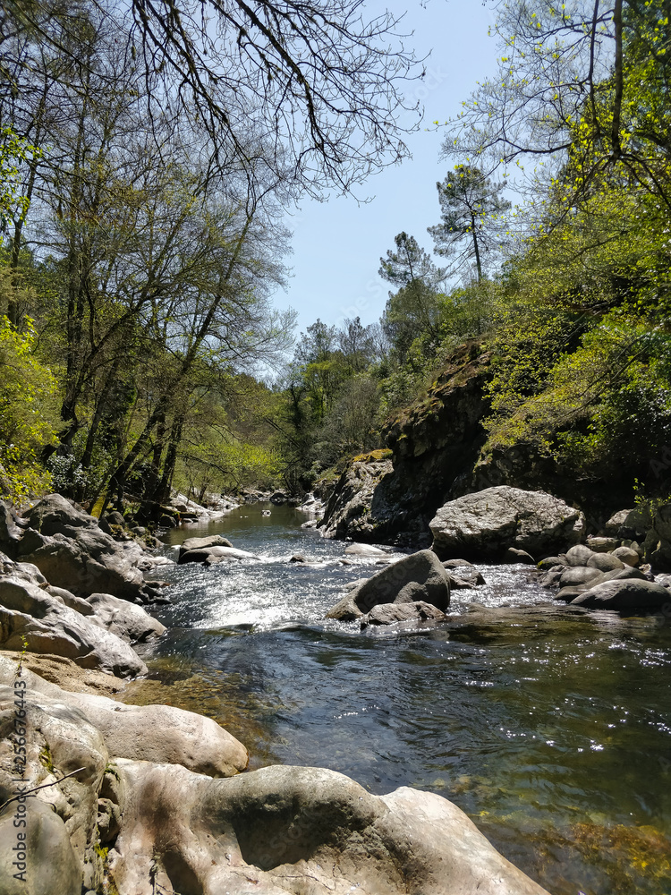 Arenas river in mountains of Spain, between path of fishermen in Spain Arenas river in mountains of Spain, between path of fishermen in Spain