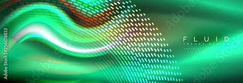 Fluid colors mixing glowing neon wave background, holographic texture
