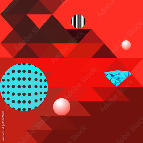 Abstract multicolored pattern of unusually geometric shapes