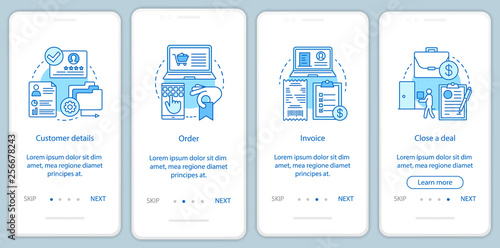 Customer relationship onboarding mobile app page screen vector t