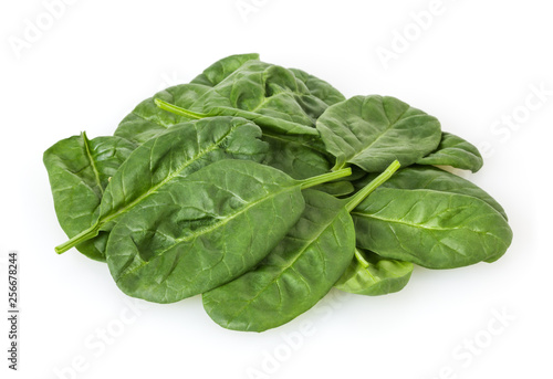 Fresh spinach leafs isolated on white background