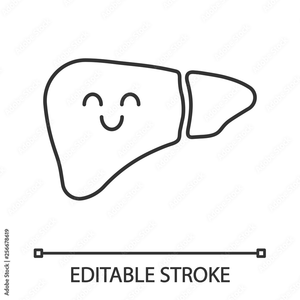Smiling liver linear icon