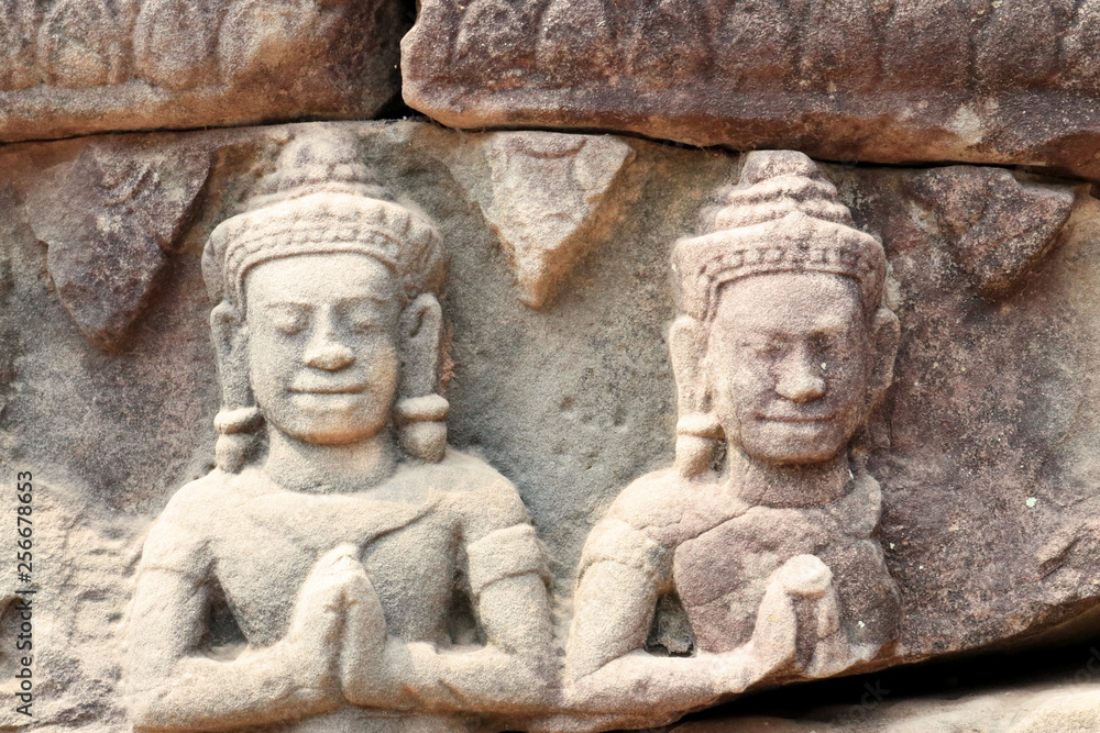 Angkor Wat Wall and Sculpture Texture