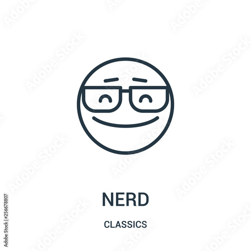 nerd icon vector from classics collection. Thin line nerd outline icon vector illustration. Linear symbol.