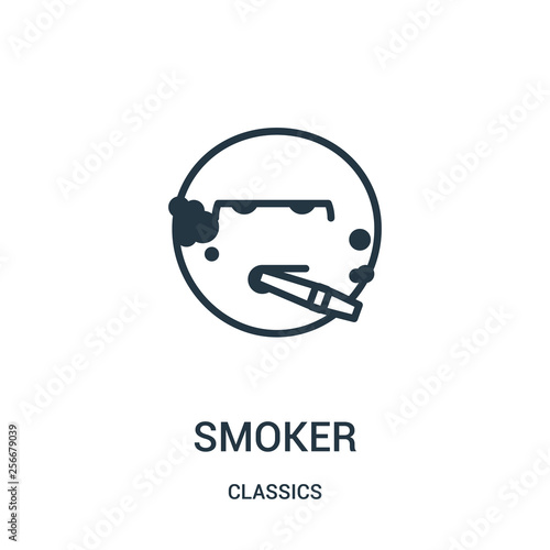 smoker icon vector from classics collection. Thin line smoker outline icon vector illustration. Linear symbol.