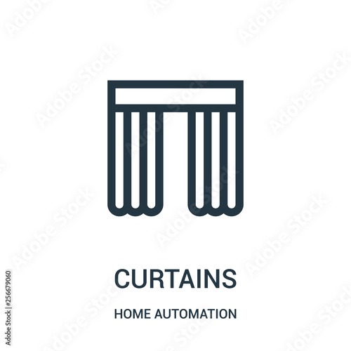 curtains icon vector from home automation collection. Thin line curtains outline icon vector illustration. Linear symbol.