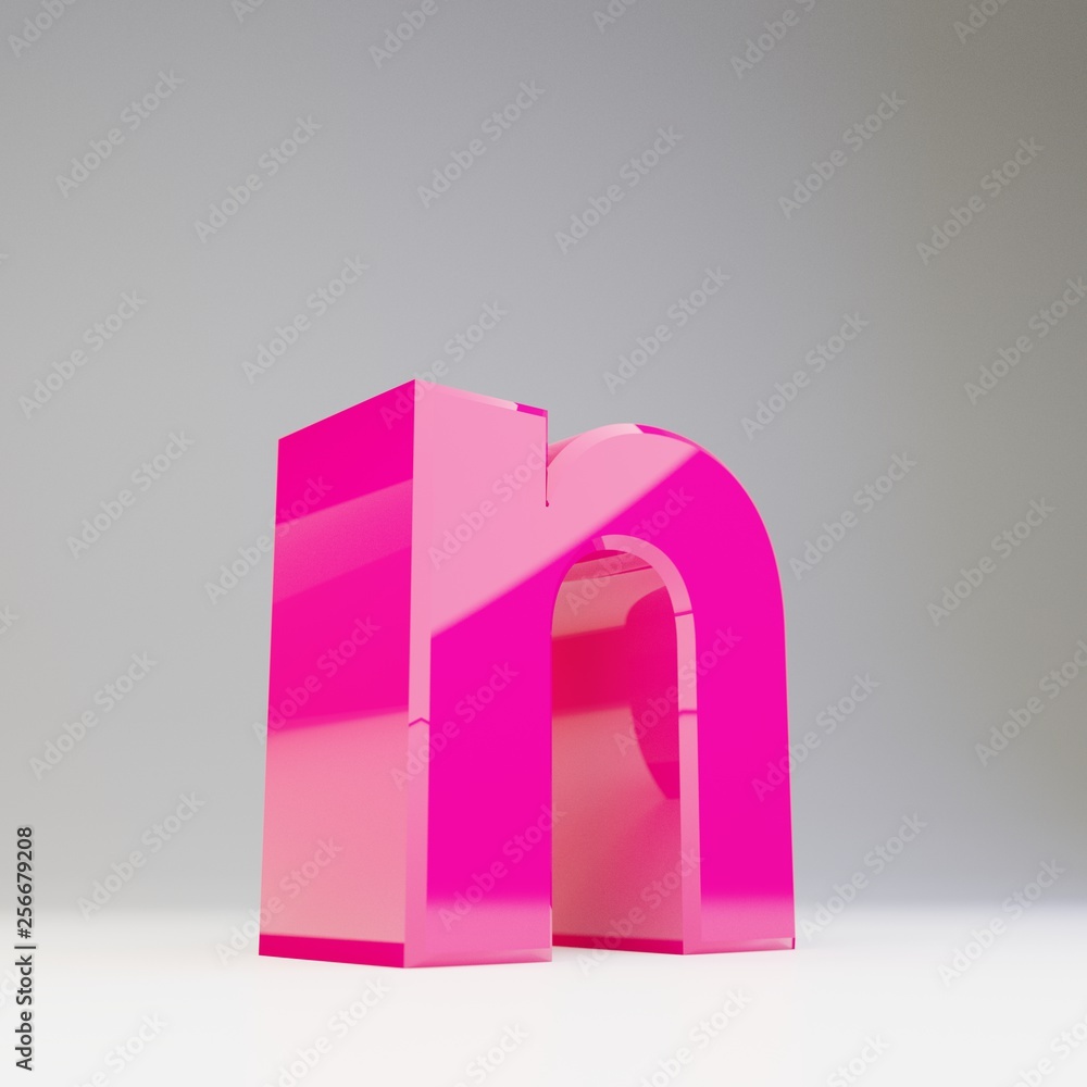 Giant 3D letter N lowercase. Rendered glossy pink font isolated on white background. Giant 3D letter N lowercase. Rendered glossy pink font isolated on white background.