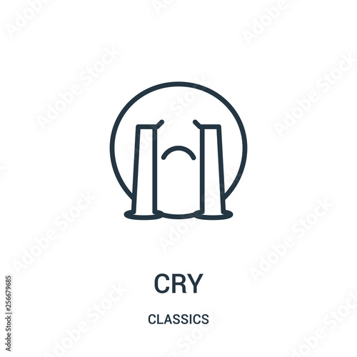 cry icon vector from classics collection. Thin line cry outline icon vector illustration. Linear symbol.