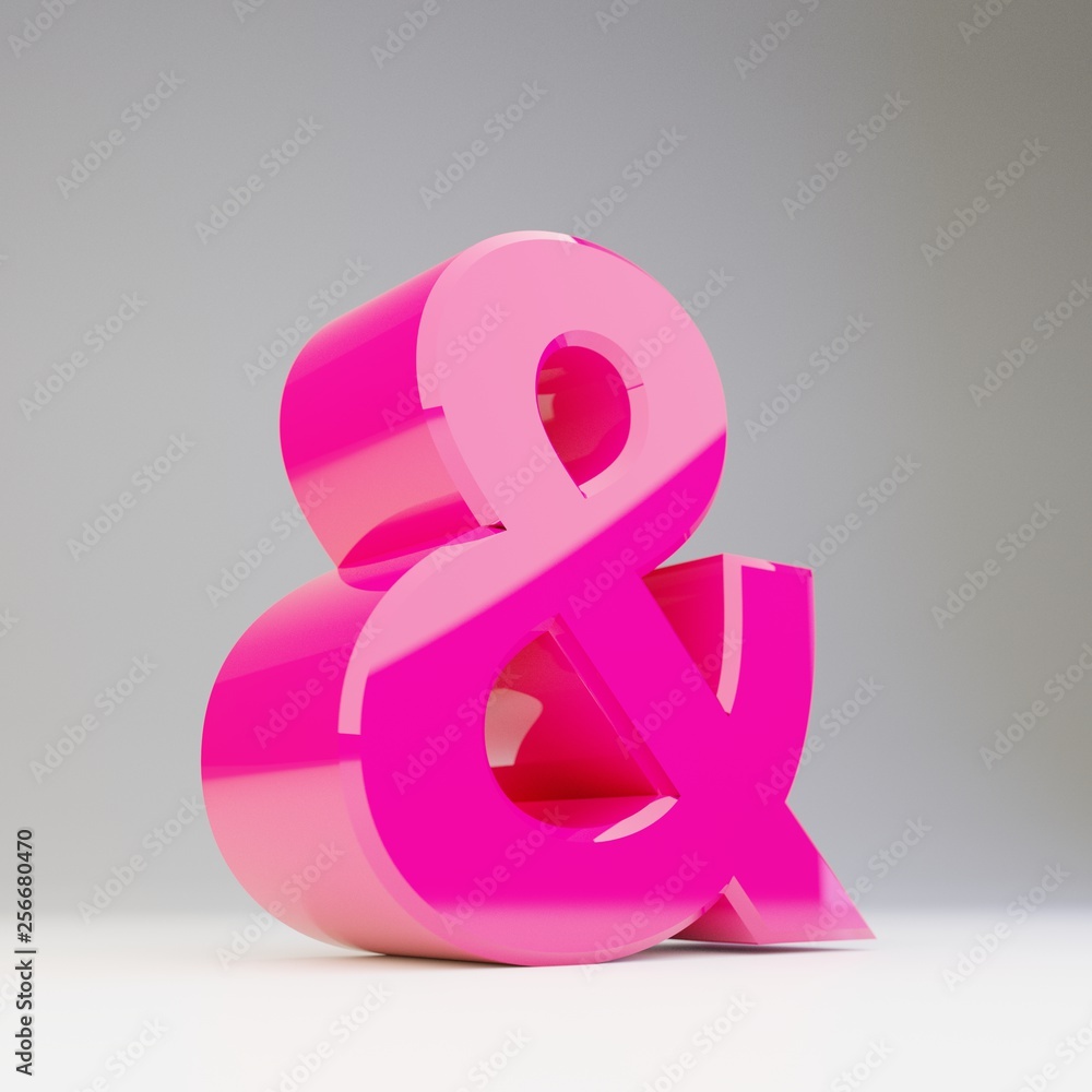 Giant 3D ampersand symbol. Rendered glossy pink font isolated on white background. Giant 3D ampersand symbol. Rendered glossy pink font isolated on white background.