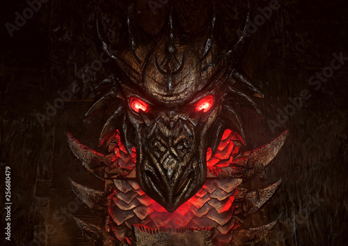 Closeup of details of illuminated vintage throne on dark studio background