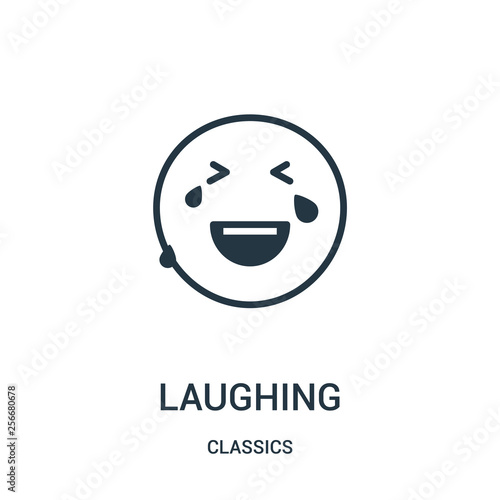 laughing icon vector from classics collection. Thin line laughing outline icon vector illustration. Linear symbol.
