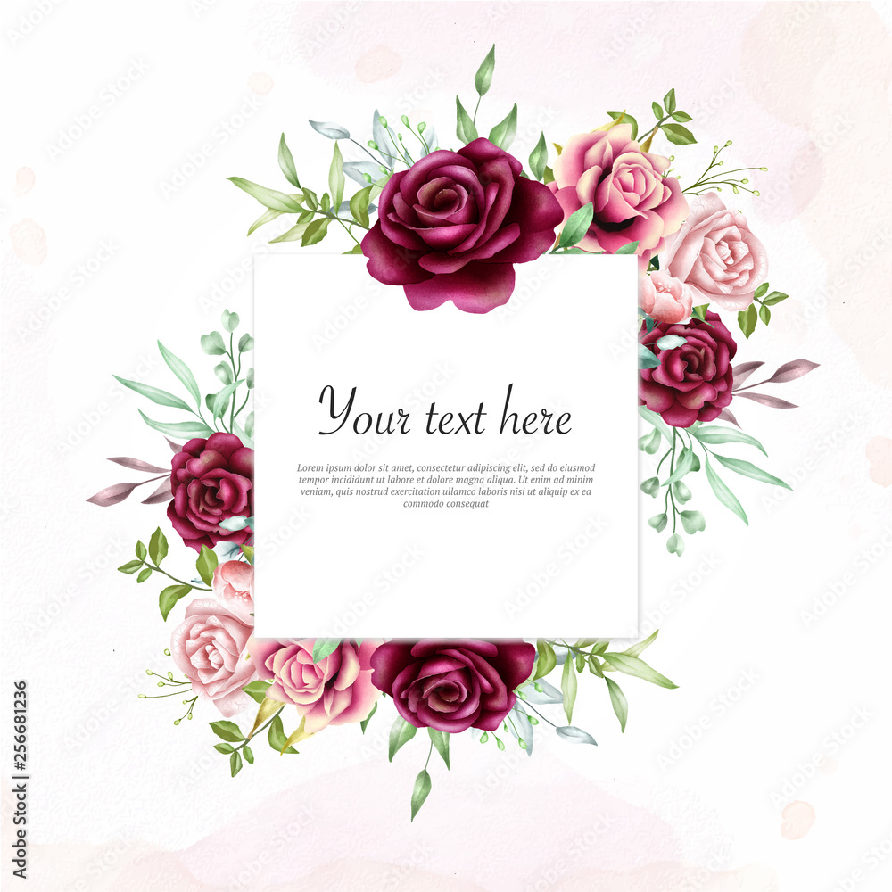 Beautiful Watercolor floral frame background