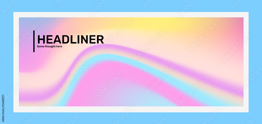 Vector creative rainbow horizontal gradient illustration. Abstraction in frame with header. Business abstract background.
