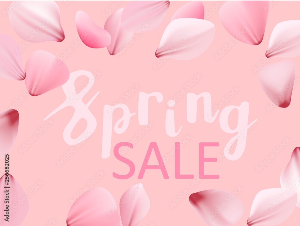 Spring sale cherry blossom vector banner template