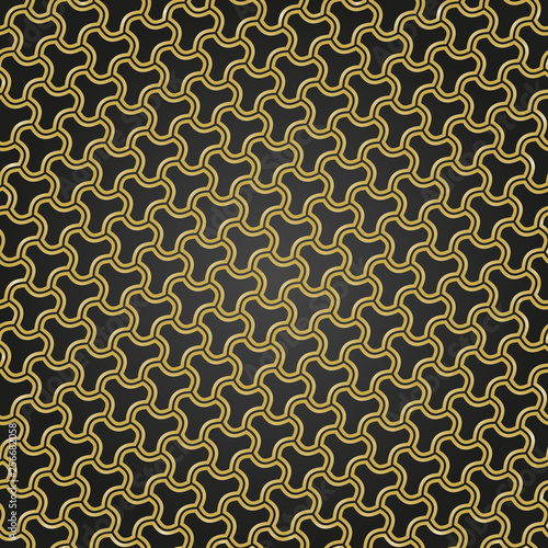 Seamless vector ornament. Modern background. Geometric modern black and golden pattern