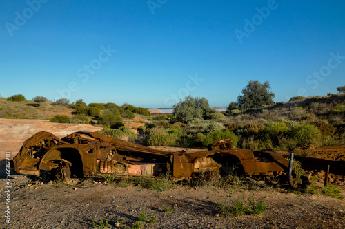 Car wreck near the lake Eyre in South Australia.