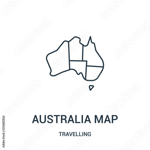 australia map icon vector from travelling collection. Thin line australia map outline icon vector illustration. Linear symbol.