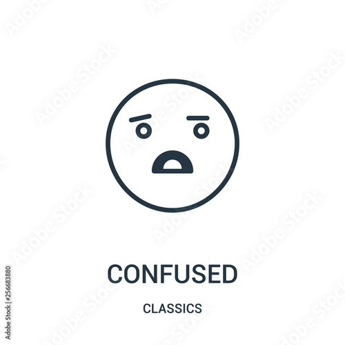 confused icon vector from classics collection. Thin line confused outline icon vector illustration. Linear symbol.