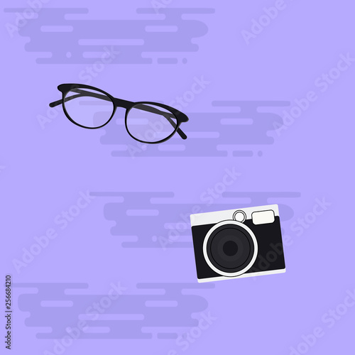 Pocket camera and glasses vector graphics