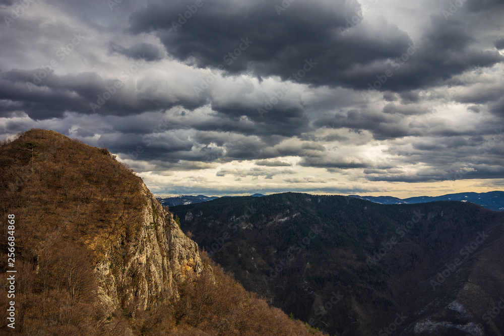Dramatic clouds in Rhodope mountain, The Red wall national park, Bulgaria.