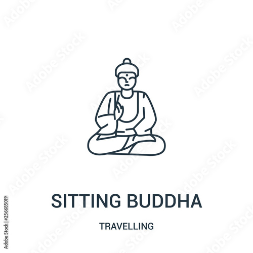 sitting buddha icon vector from travelling collection. Thin line sitting buddha outline icon vector illustration. Linear symbol.