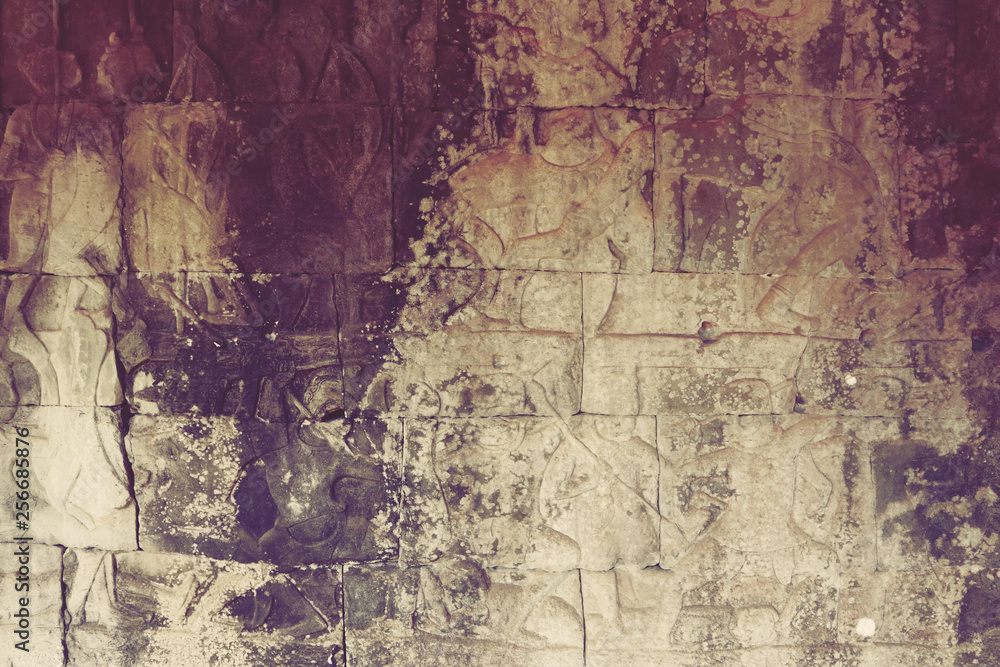 Obraz premium Angkor Wat ściana i rzeźby tekstura