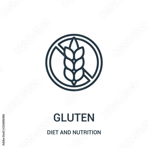 gluten icon vector from diet and nutrition collection. Thin line gluten outline icon vector illustration. Linear symbol.