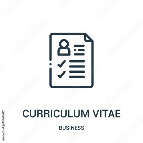 curriculum vitae icon vector from business collection. Thin line curriculum vitae outline icon vector illustration. Linear symbol.