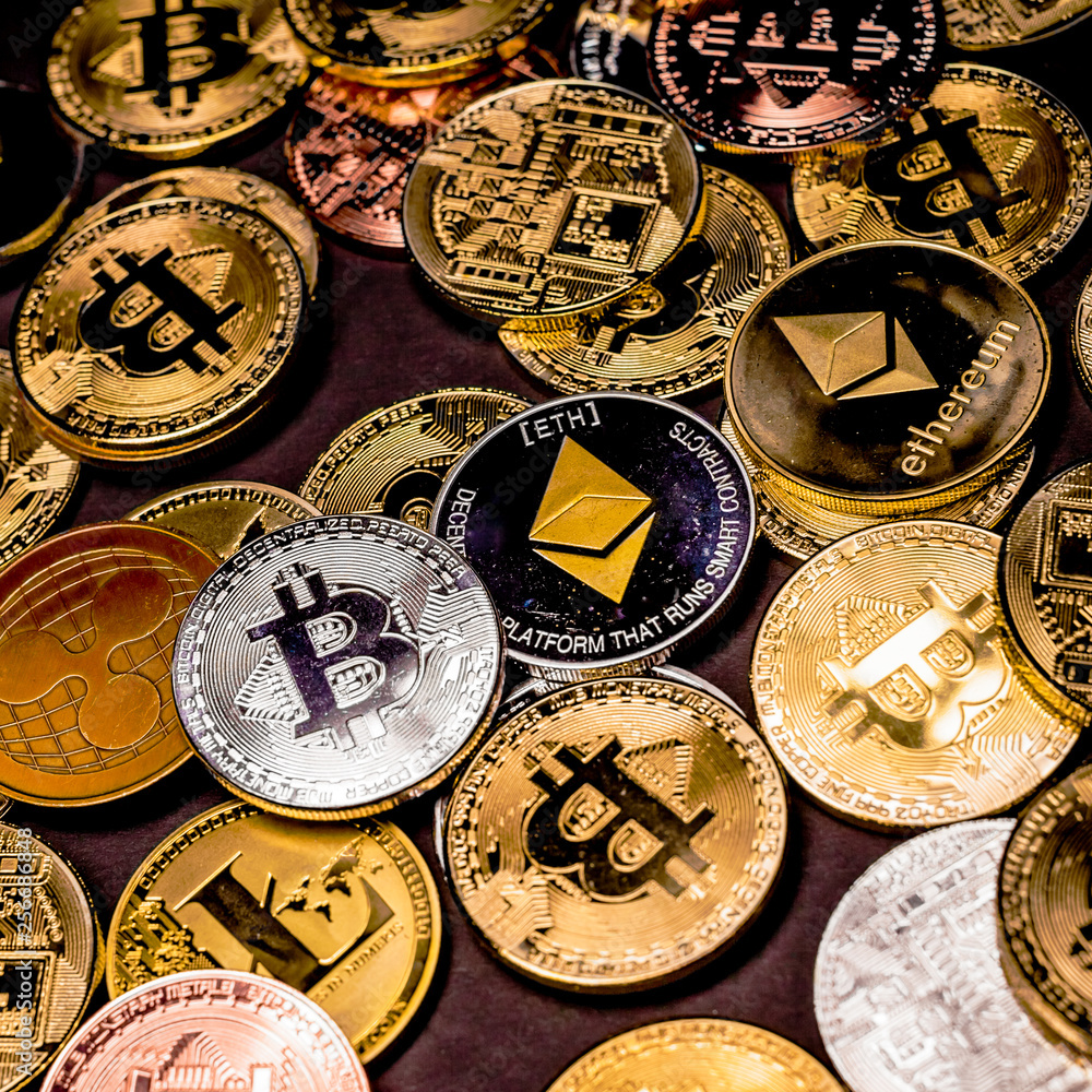 Fototapeta premium Pile of Cryptocurrencies