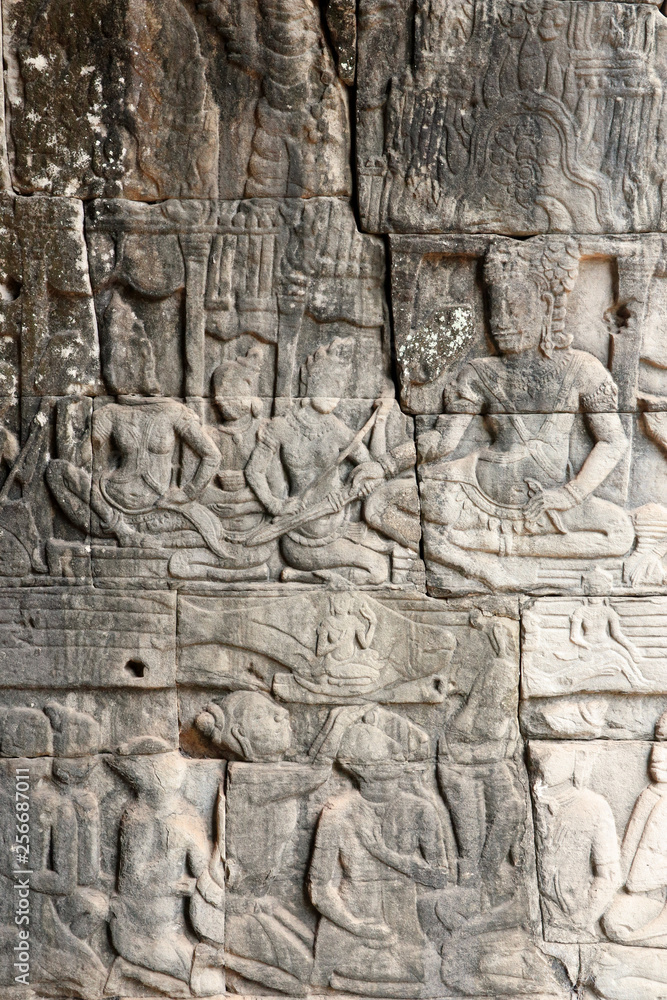 Angkor Wat Wall and Sculpture Texture