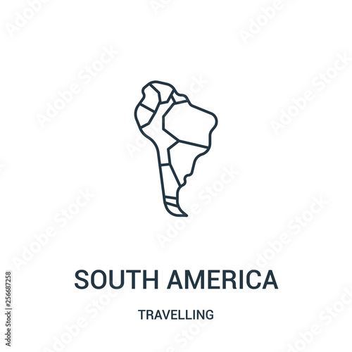 south america icon vector from travelling collection. Thin line south america outline icon vector illustration. Linear symbol.