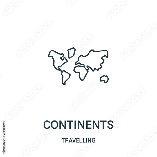 continents icon vector from travelling collection. Thin line continents outline icon vector illustration. Linear symbol.