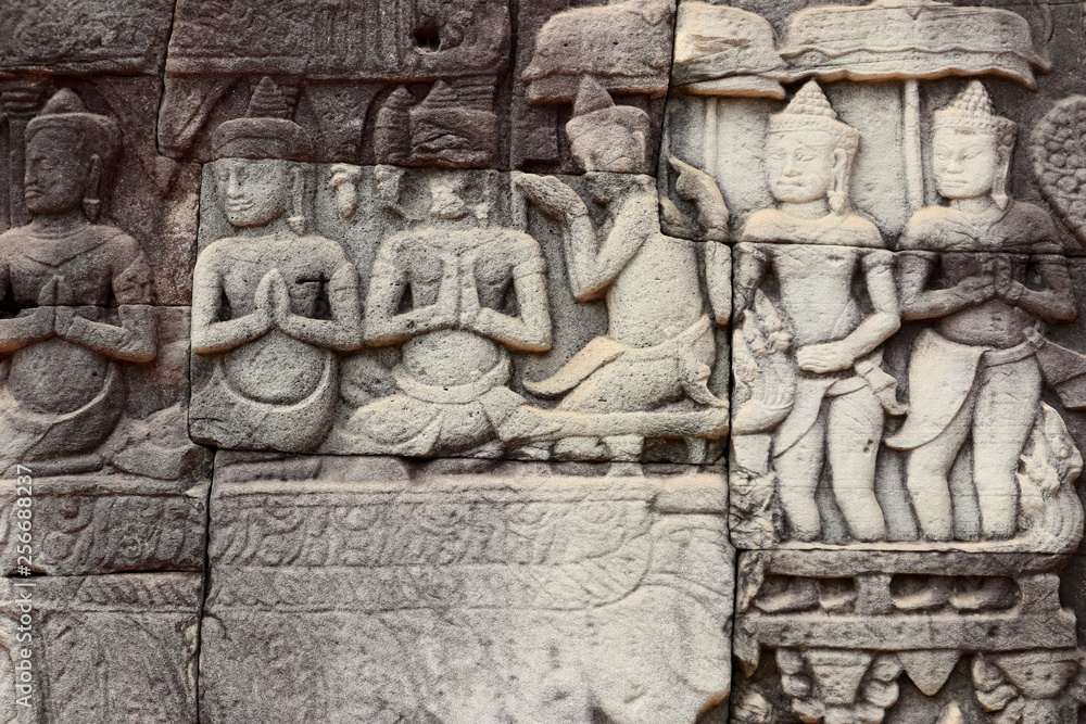 Angkor Wat Wall and Sculpture Texture