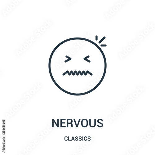 nervous icon vector from classics collection. Thin line nervous outline icon vector illustration. Linear symbol.
