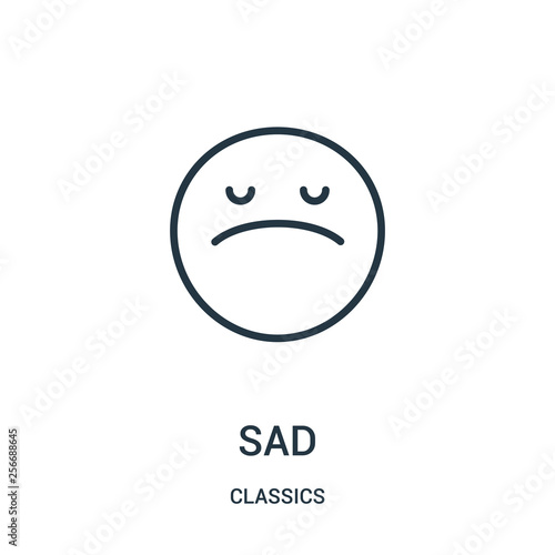sad icon vector from classics collection. Thin line sad outline icon vector illustration. Linear symbol.