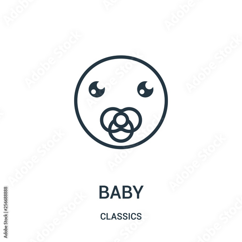 baby icon vector from classics collection. Thin line baby outline icon vector illustration. Linear symbol.