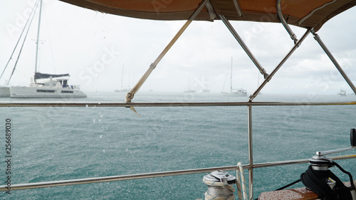 Morris M46 Yacht Sails in the Caribbean Sea near Union Island. photo