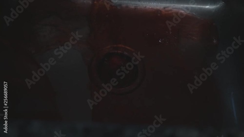 Bloody Water Washing Into Sink