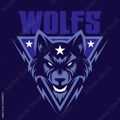 Wolf head logo. Great for sports logotypes and team mascots.