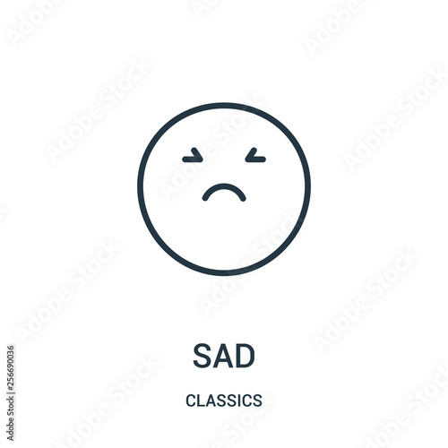 sad icon vector from classics collection. Thin line sad outline icon vector illustration. Linear symbol.