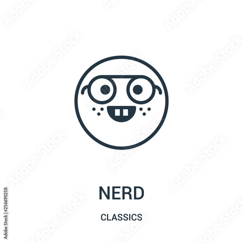 nerd icon vector from classics collection. Thin line nerd outline icon vector illustration. Linear symbol.