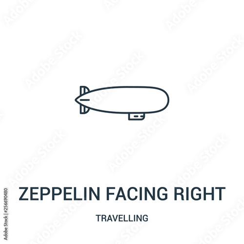 zeppelin facing right icon vector from travelling collection. Thin line zeppelin facing right outline icon vector illustration. Linear symbol.