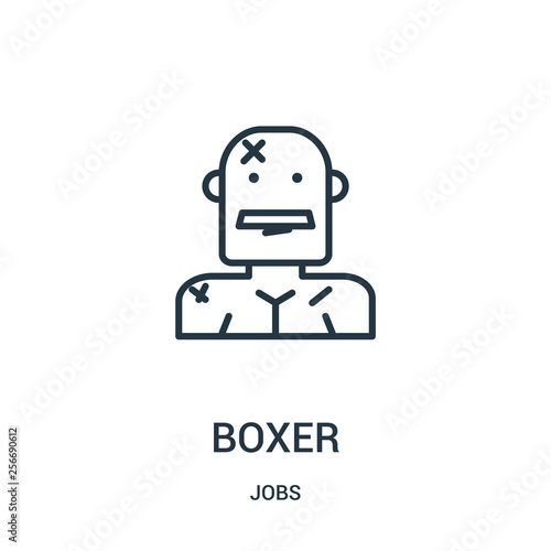 boxer icon vector from jobs collection. Thin line boxer outline icon vector illustration. Linear symbol.