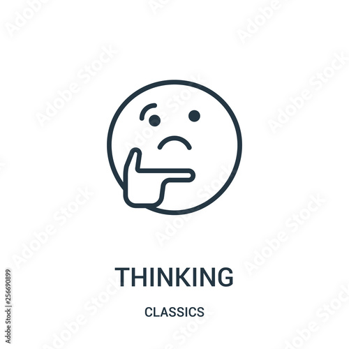 thinking icon vector from classics collection. Thin line thinking outline icon vector illustration. Linear symbol.