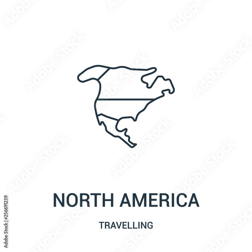 north america icon vector from travelling collection. Thin line north america outline icon vector illustration. Linear symbol. photo