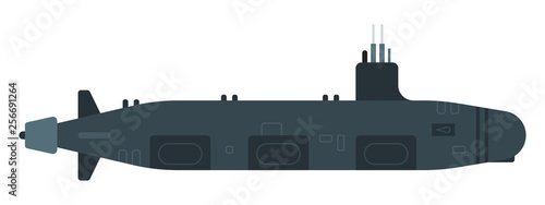 Nuclear submarine vector flat icon isolated